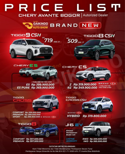 Pricelist Harga Chery cakungtimur 2025